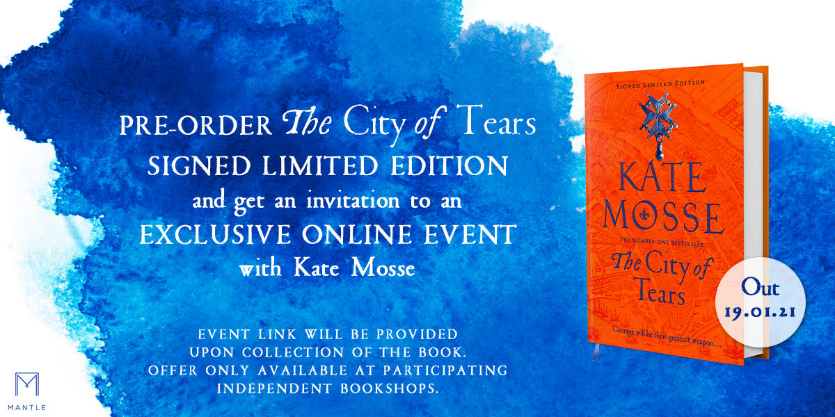 JANUARY 2021 The City of Tears by Kate Mosse x Golden Hare Books - buy the book and get FREE admission to her brilliant online event!